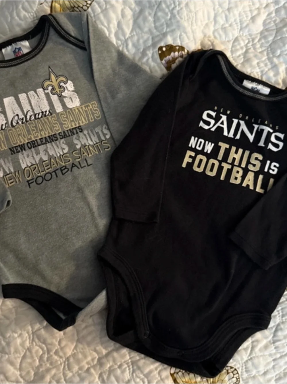 NFL New Orleans Saints Baby Bodysuit Set - Black and Gray